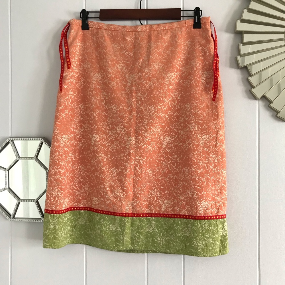 Boho Avoca Anthology Floral Texture Peach Red Green Skirt 2